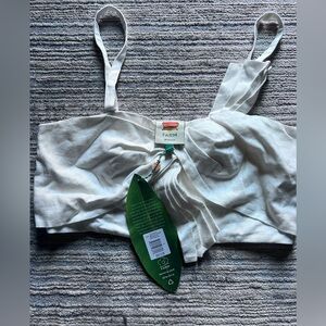 Off white front bow top linen